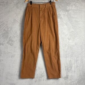 Gap‎ Womens Pleated Tapered Corduroy Pants Brown Size 10 High Rise Cozy 90s
